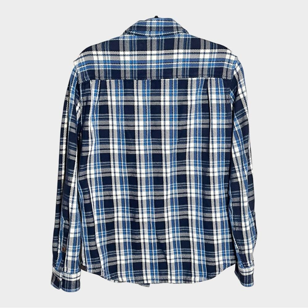 OUTERKNOWN Blue & White Plaid Blanket Men's Shirt Size Medium Cotton Casual - Picture 3 of 5